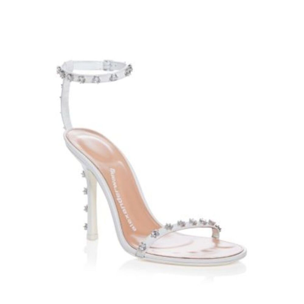 ALEXANDER WANG Womens White Nicki 105 Toe Stiletto Leather Heeled Sandal 37